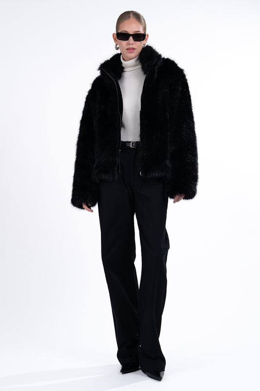 Jacqueline Faux Fur Coat - Black