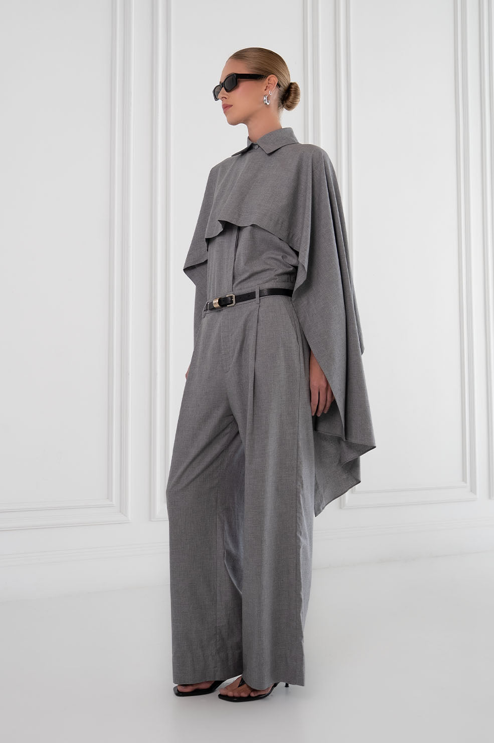 Lowe Cape Shirt - Gray Tops Parentezi