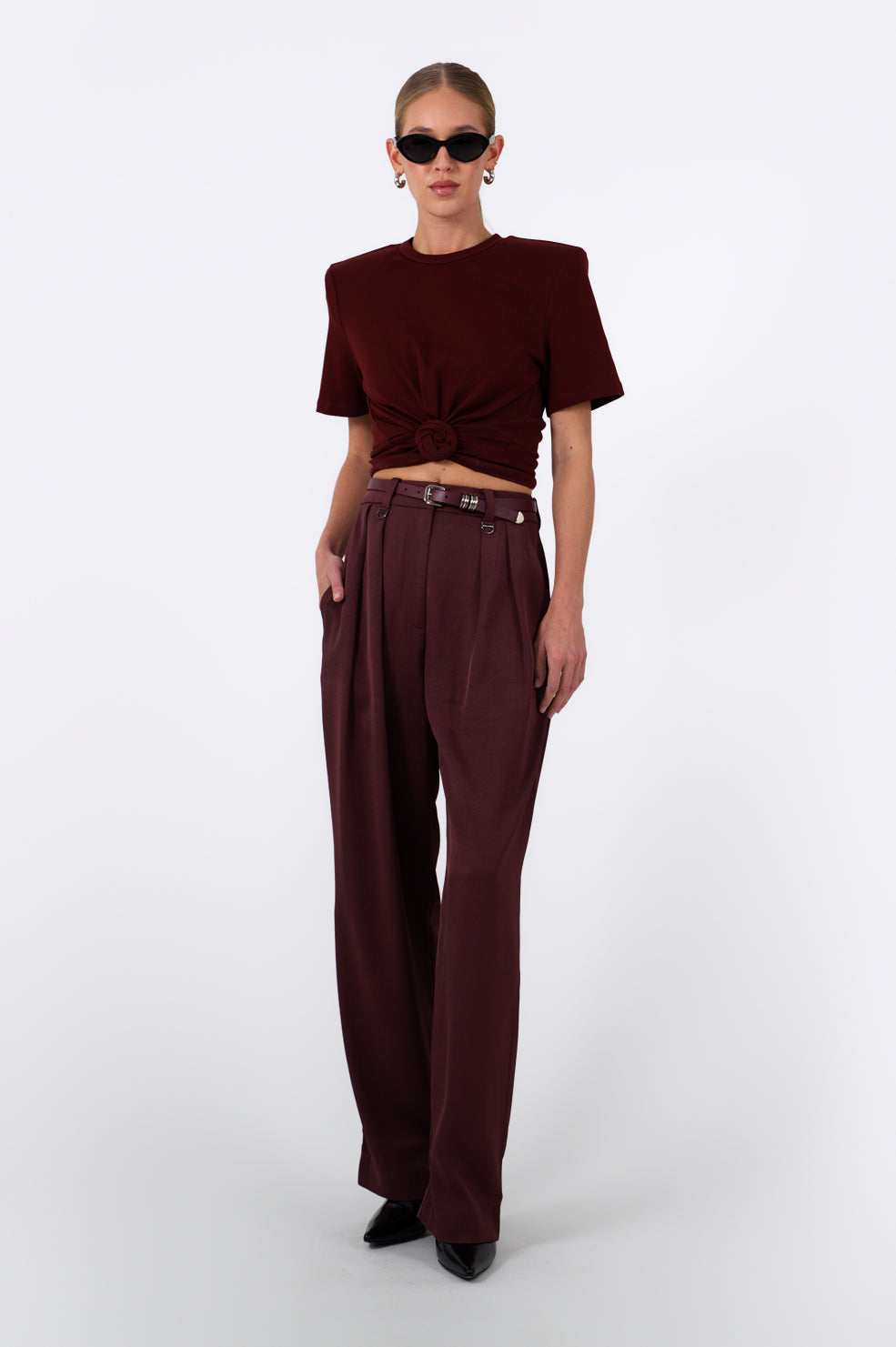 May Knot Tee - Burgundy Tops Parentezi