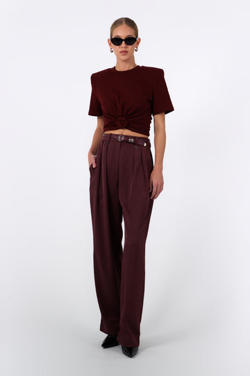 May Knot Tee - Burgundy Tops Parentezi