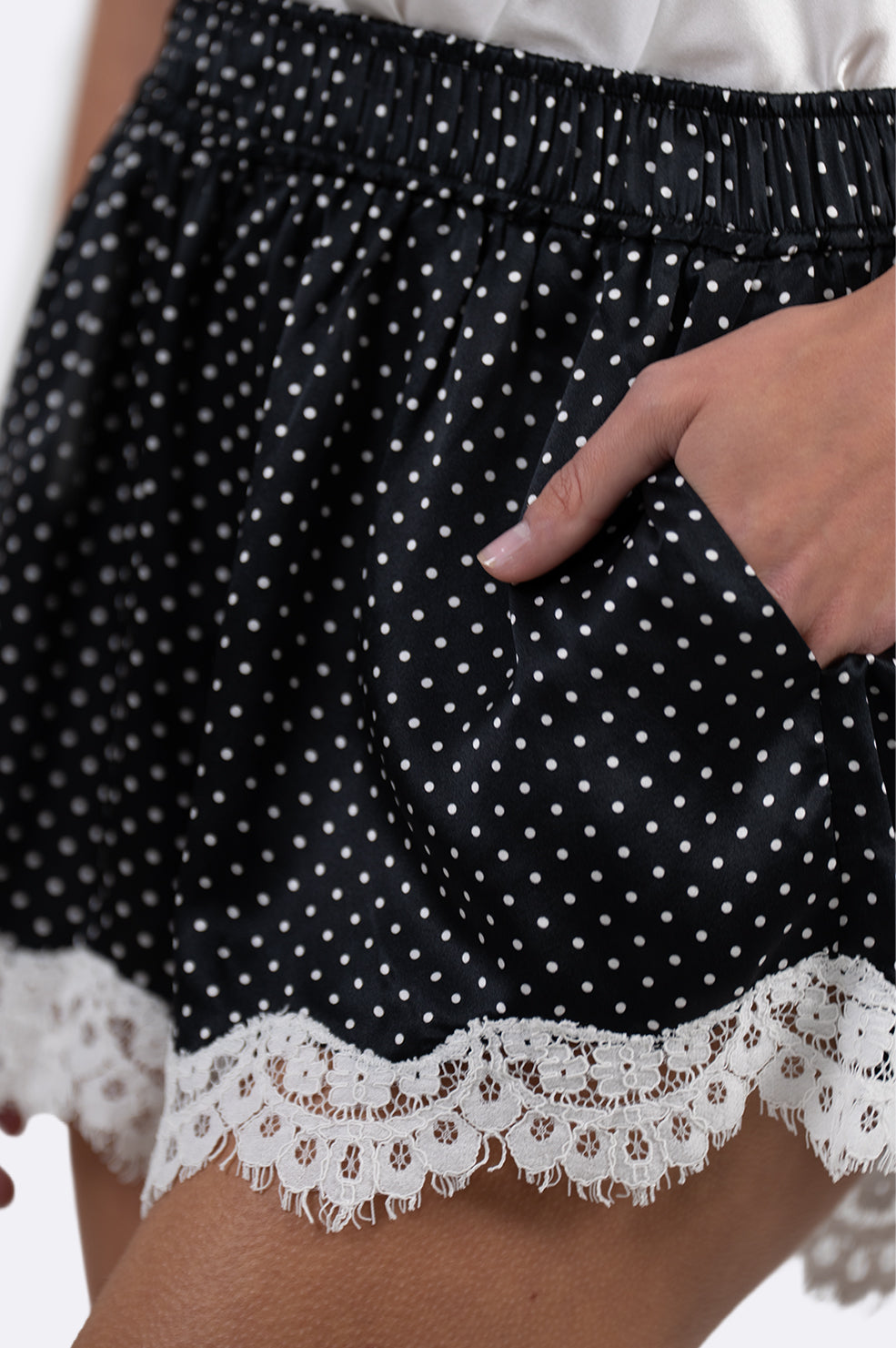 Portia Silk Shorts - Polka Dot BOTTOMS Parentezi