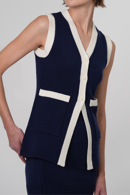 Katie Knit Vest- Navy