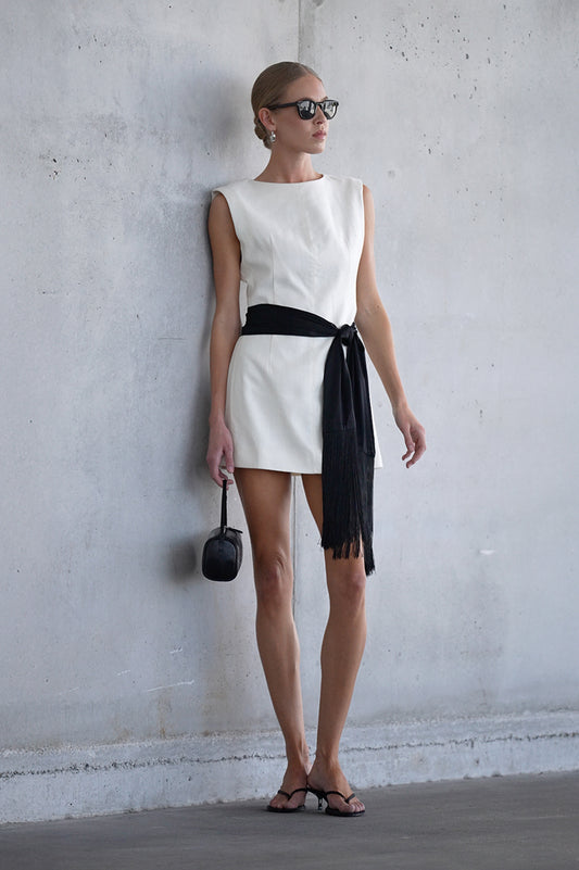 Fringe Skinny Silk Scarf Accessories Parentezi