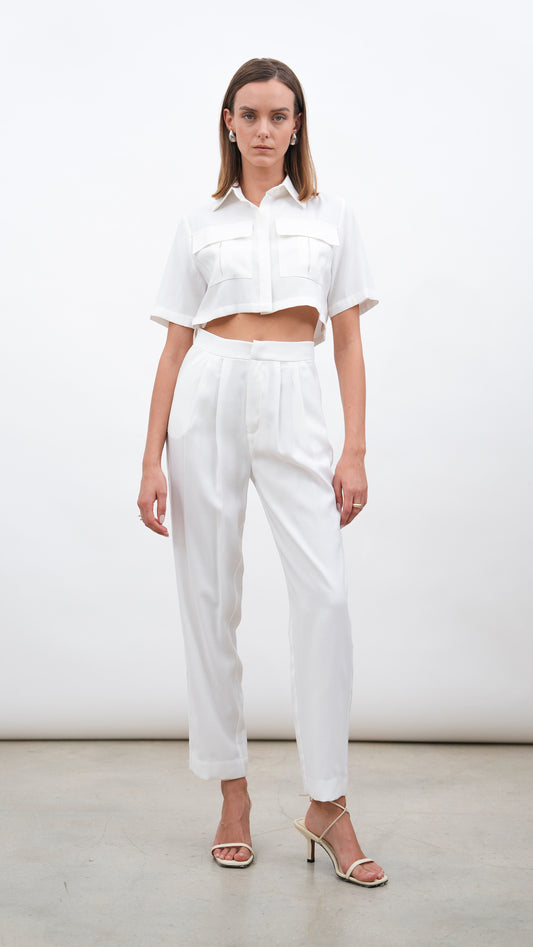Valeria Cargo Crop - White Tops parentezi