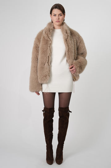 Jacqueline Faux Fur Coat - Taupe Blazer Parentezi