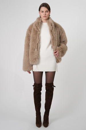 Jacqueline Faux Fur Coat - Taupe