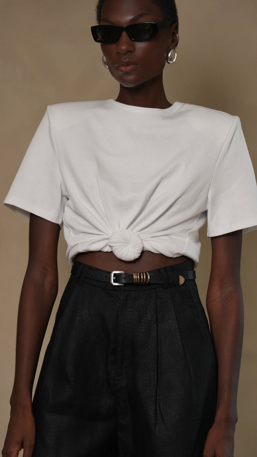 May Tee - White Cropped Cotton Top | Parentezi
