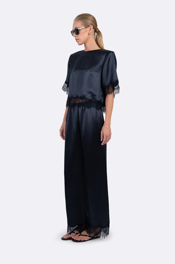 Midnight Satin Top - Navy Tops Parentezi