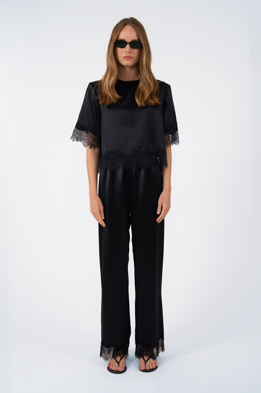 Midnight Satin Pants - Navy BOTTOMS Parentezi