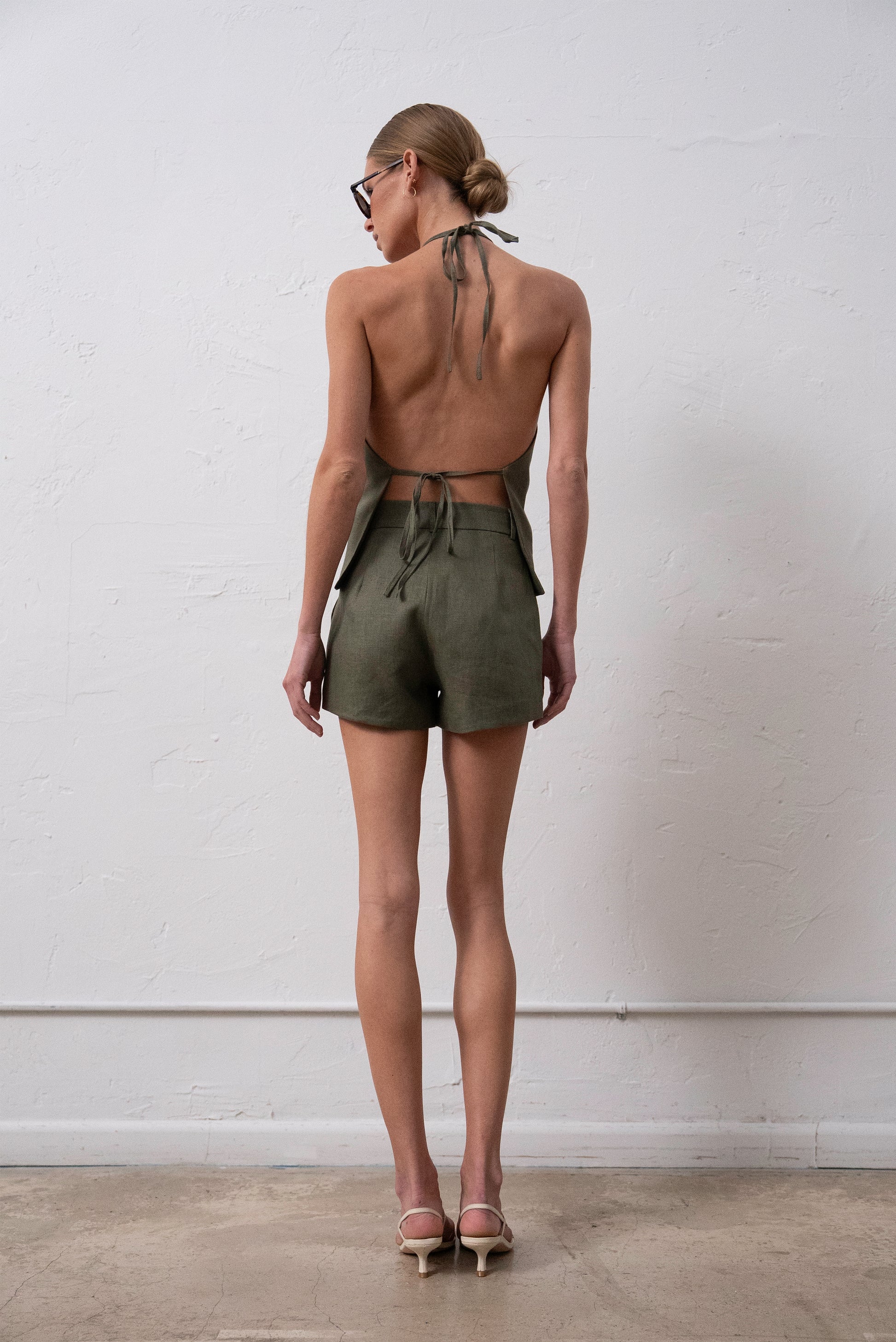 Rose Linen Top - Olive Tops Parentezi