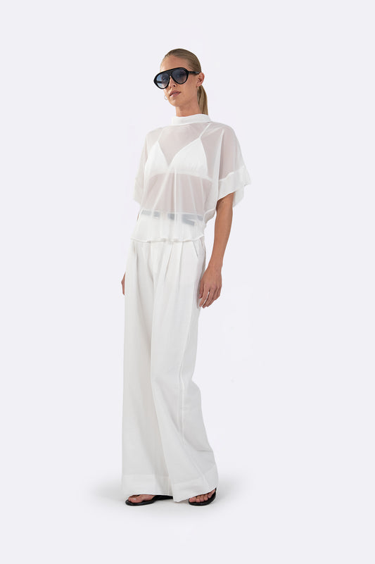Scarlett Sheer Top - White Tops Parentezi