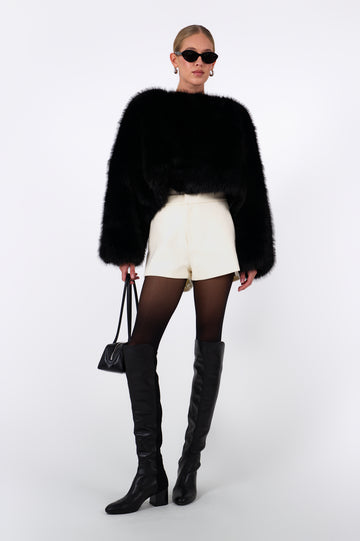 Lucienne Faux Fur Sweater - Black Sweaters Parentezi