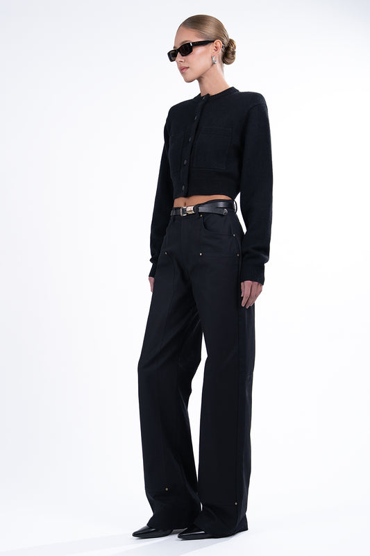 Antonella Crop Cardigan - Black