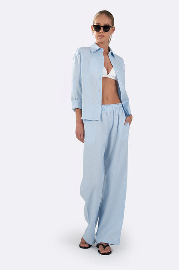 Drew Linen Shirt - Baby Blue