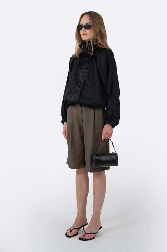 Marlowe Bubble Hem Jacket - Black Tops Parentezi