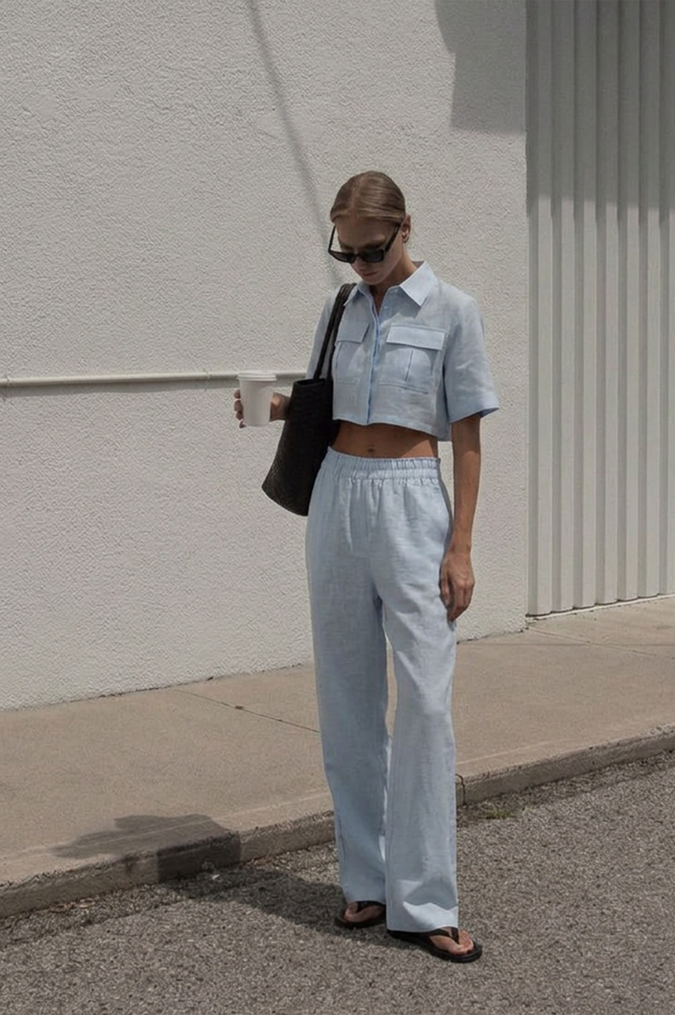 Amanda Linen Pant - Baby Blue BOTTOMS Parentezi