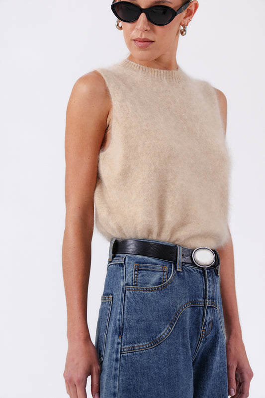 Sutton Cashmere Tank - Camel Tops Parentezi