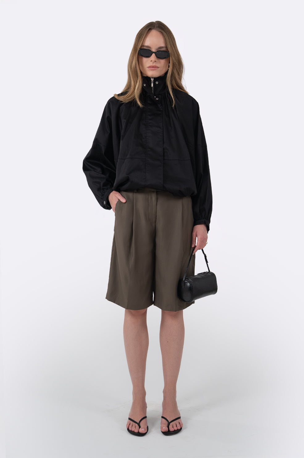 Marlowe Bubble Hem Jacket - Black Tops Parentezi