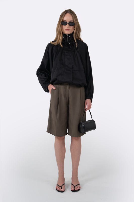Marlowe Bubble Hem Jacket - Black Tops Parentezi