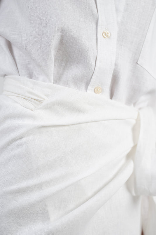 Eze Linen Fringe Skirt - Off White BOTTOMS Parentezi