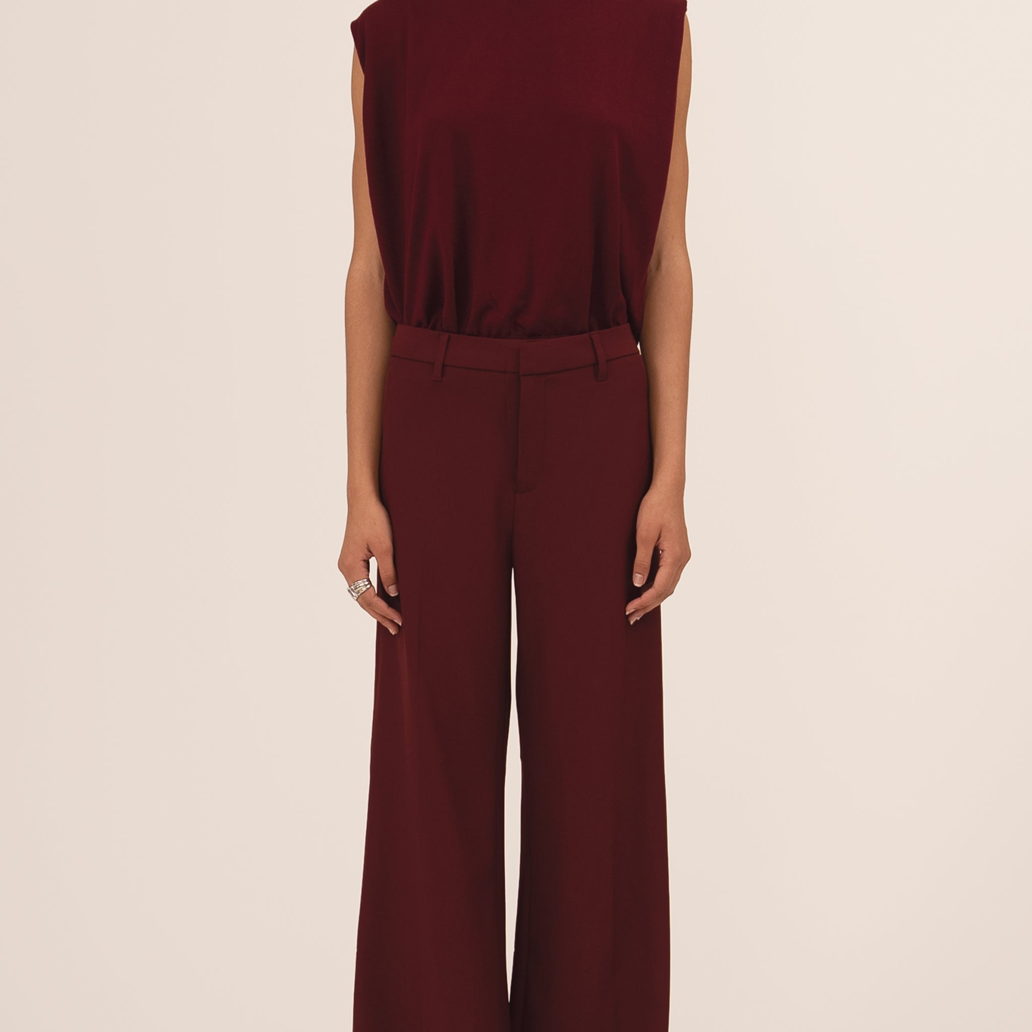 Straight Tailored Pants - Bordeaux