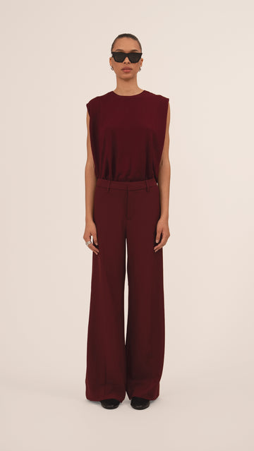 Straight Tailored Pants - Bordeaux