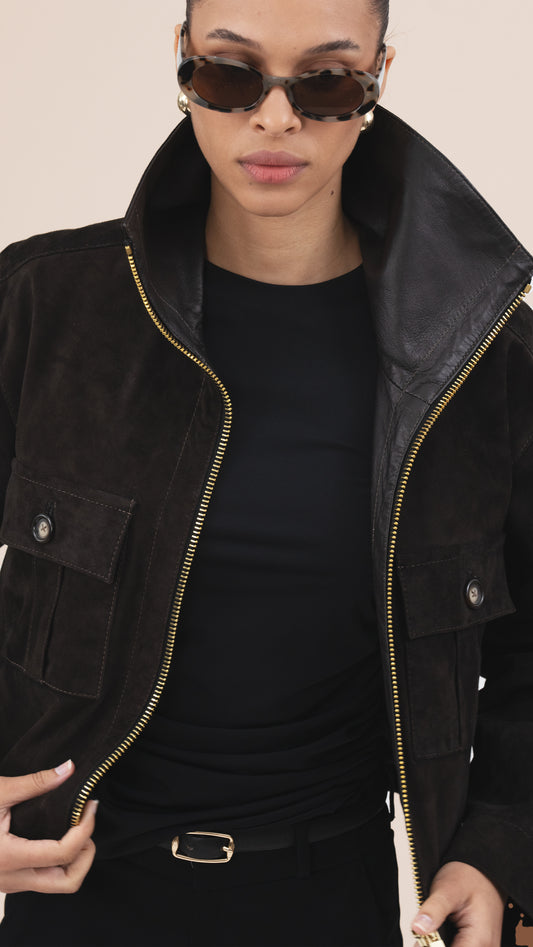 Suede Bomber Leather Jacket