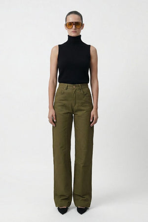 Lara Denim Pant - Olive