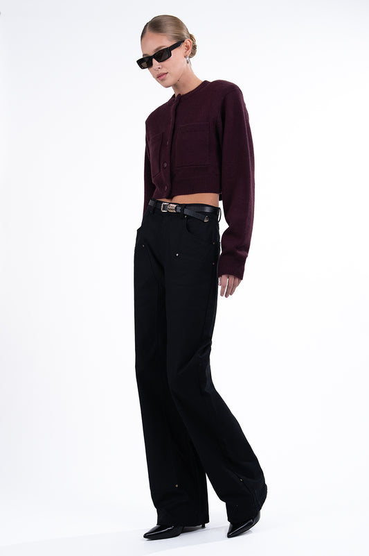 Antonella Crop Cardigan - Plum