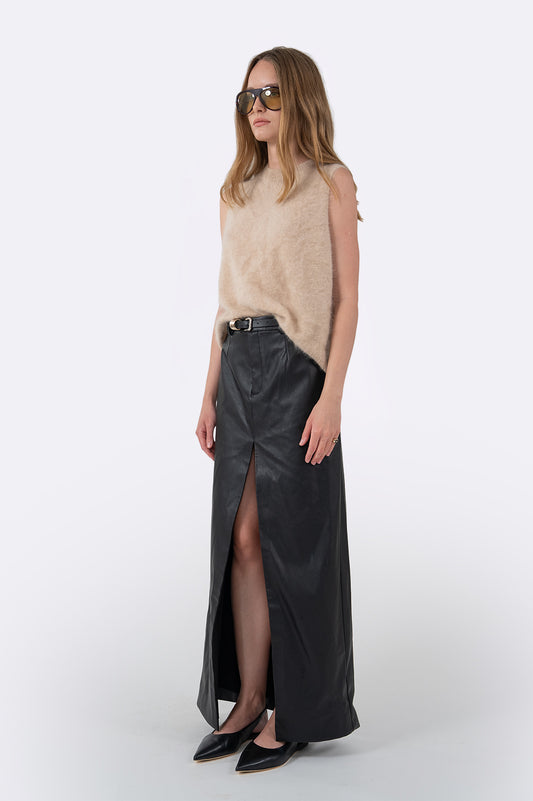 Anna Maxi Skirt - Faux Leather BOTTOMS Parentezi