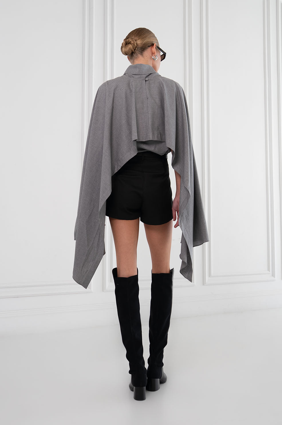 Lowe Cape Shirt - Gray Tops Parentezi