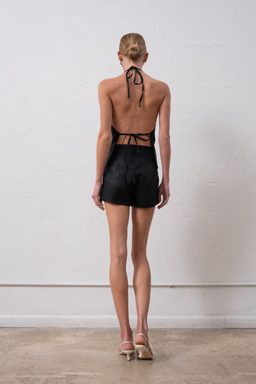 Rose Linen Top - Black Tops Parentezi
