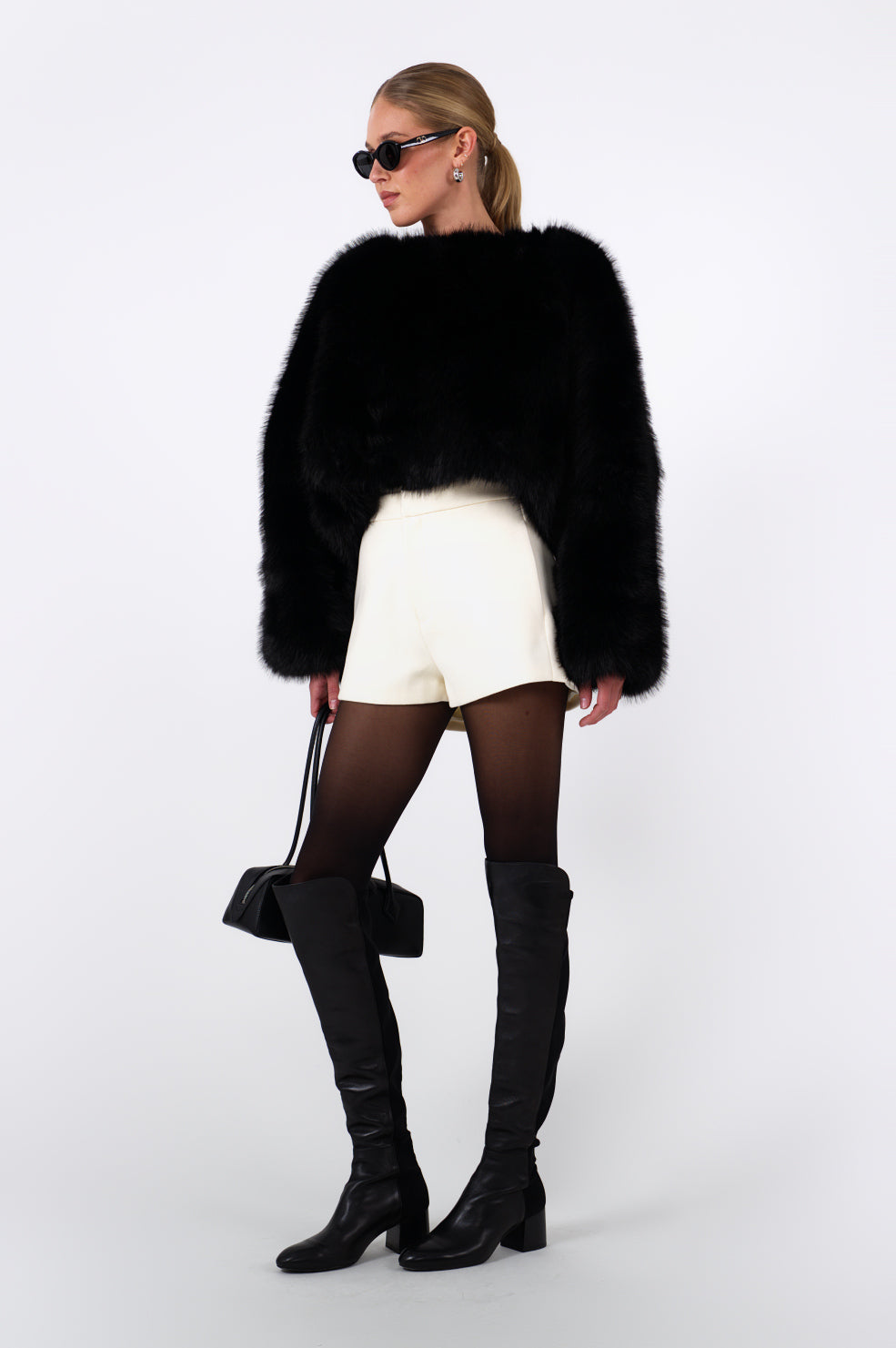 Lucienne Faux Fur Sweater - Black Sweaters Parentezi