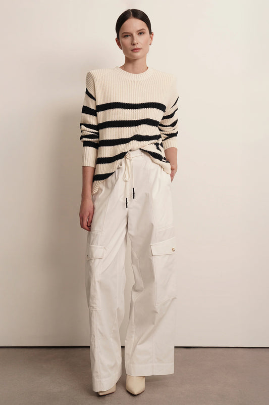 Mia Cotton Sweater - Navy Stripes Tops Parentezi