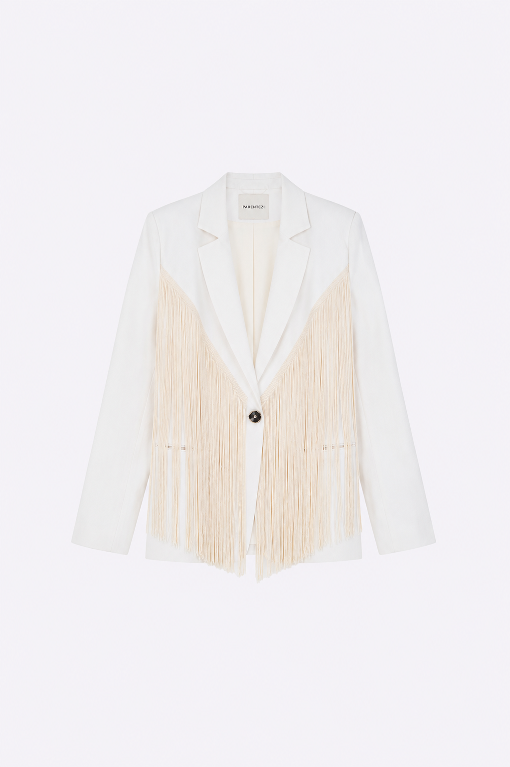 Vivienne Linen Fringe Blazer - White Blazer Parentezi