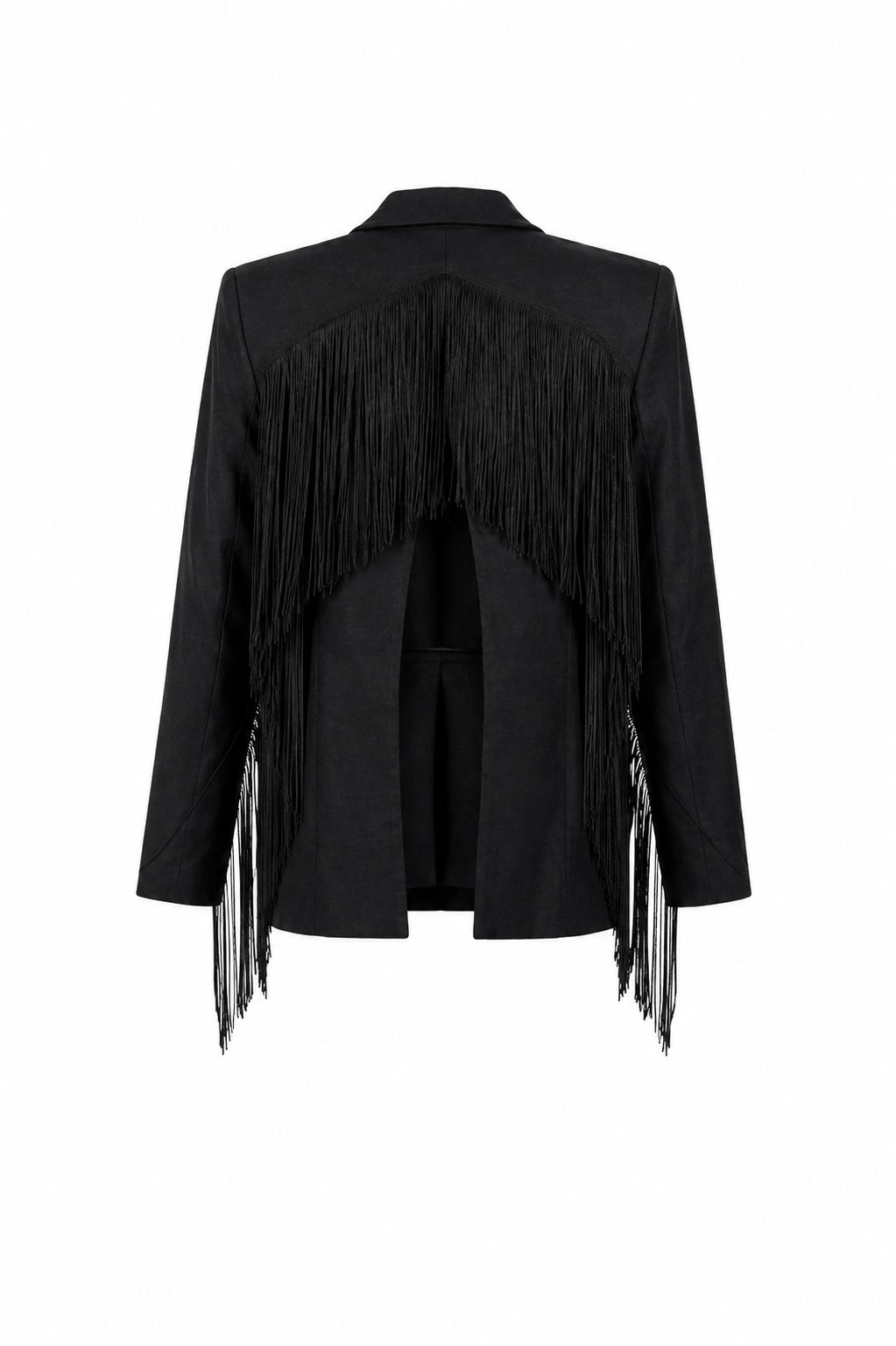Vivienne Linen Fringe Blazer - Black Blazer Parentezi