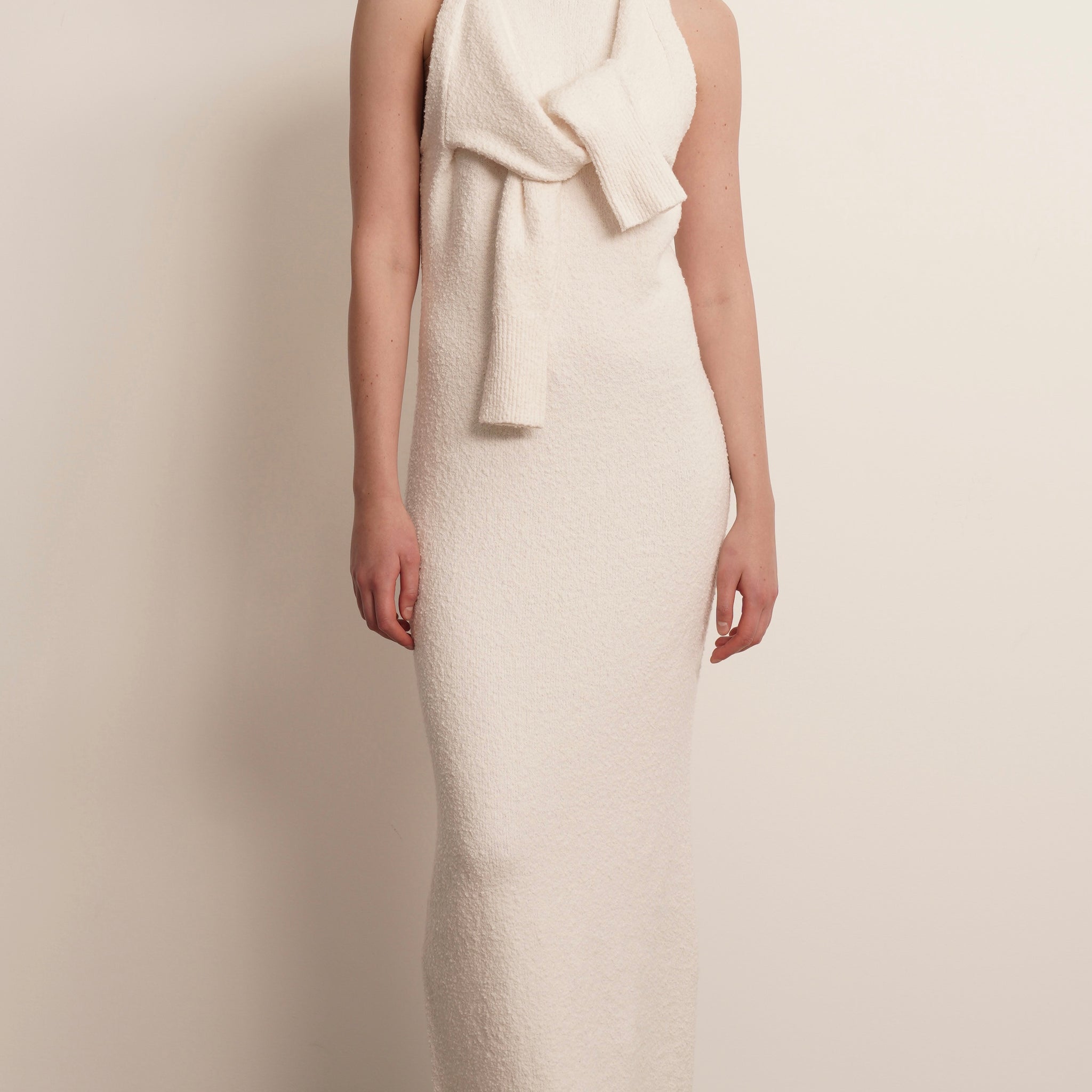 Jacqueline Wrapped Sweater Dress - Ivory Dress Parentezi
