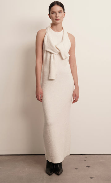 Jacqueline Wrapped Sweater Dress - Ivory Dress Parentezi