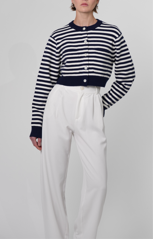 Antonella crop cardigan- Stripes