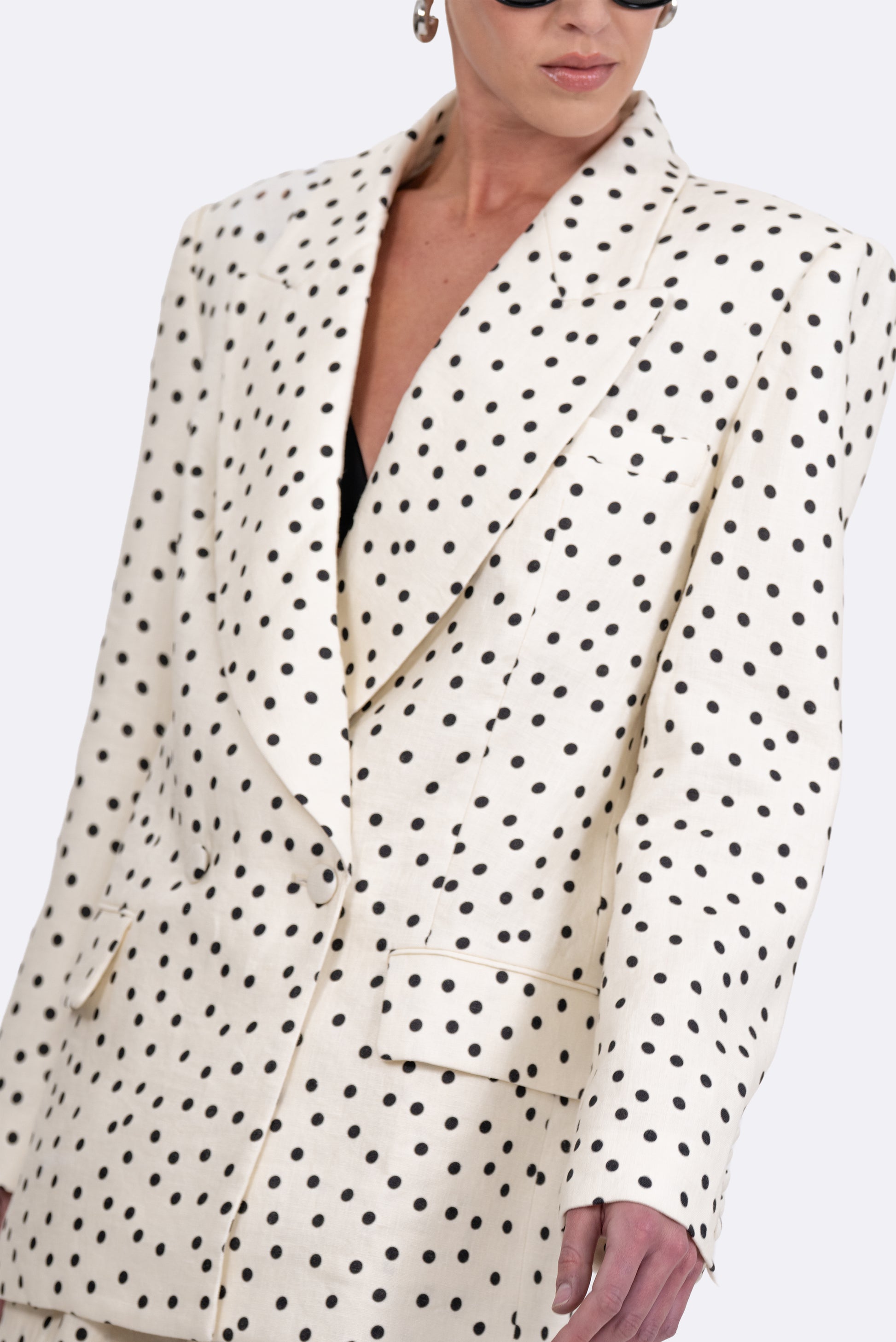 Polka Dot Linen Blazer Blazer Parentezi