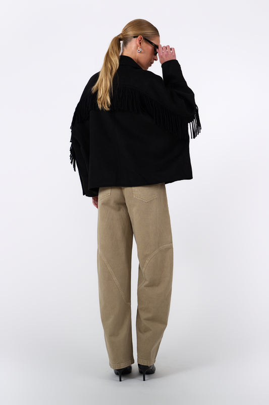 Aspen Fringe Wool Jacket - Black