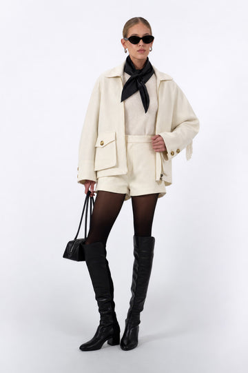 Aspen Fringe Wool Jacket - Ivory