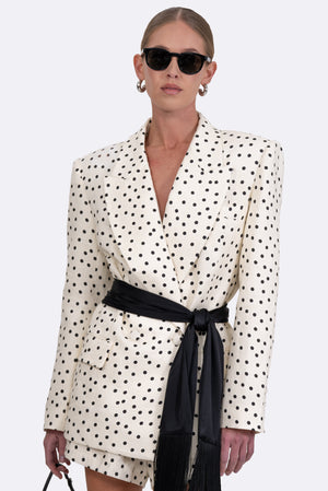 Polka Dot Linen Blazer