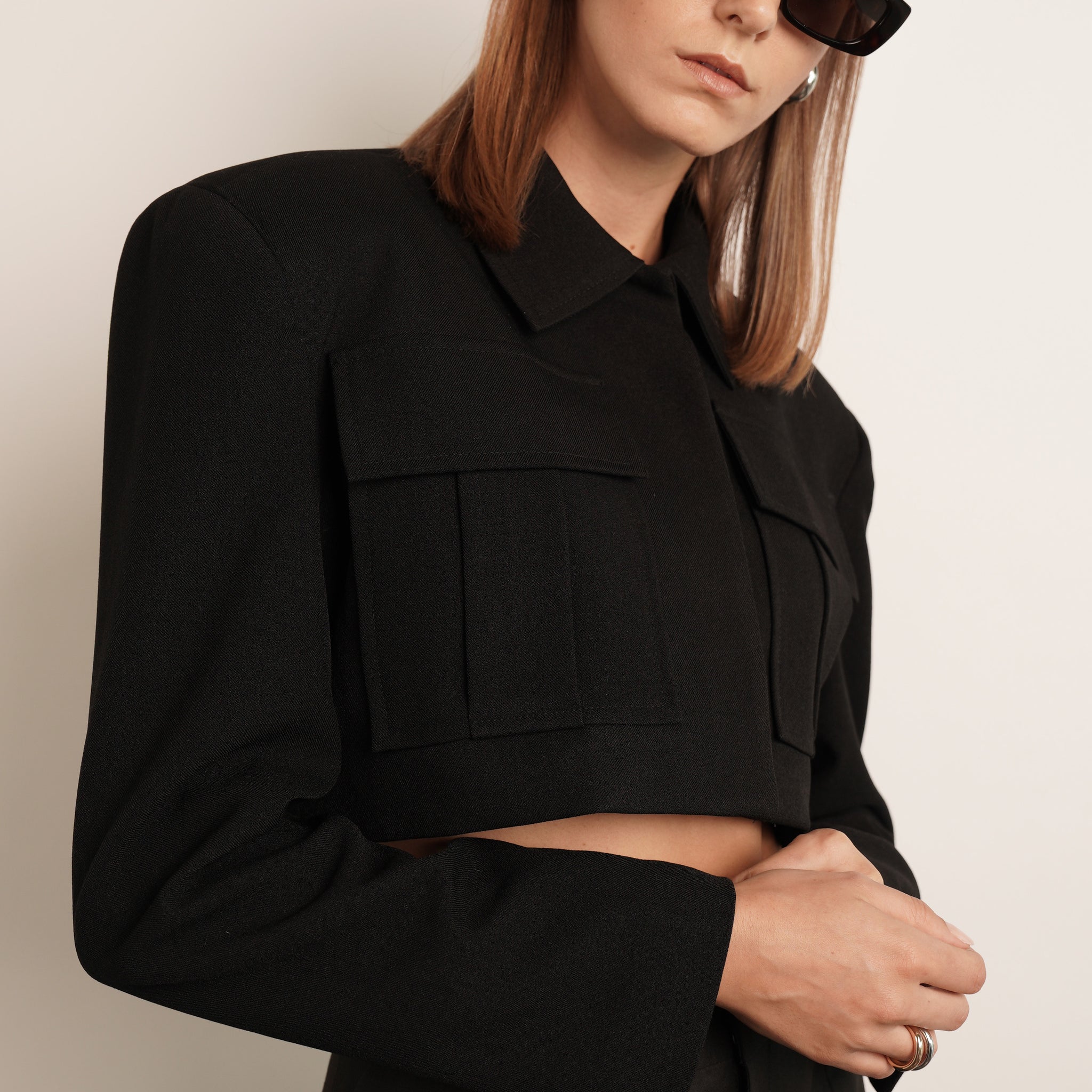 CLARICE CROP JACKET - BLACK