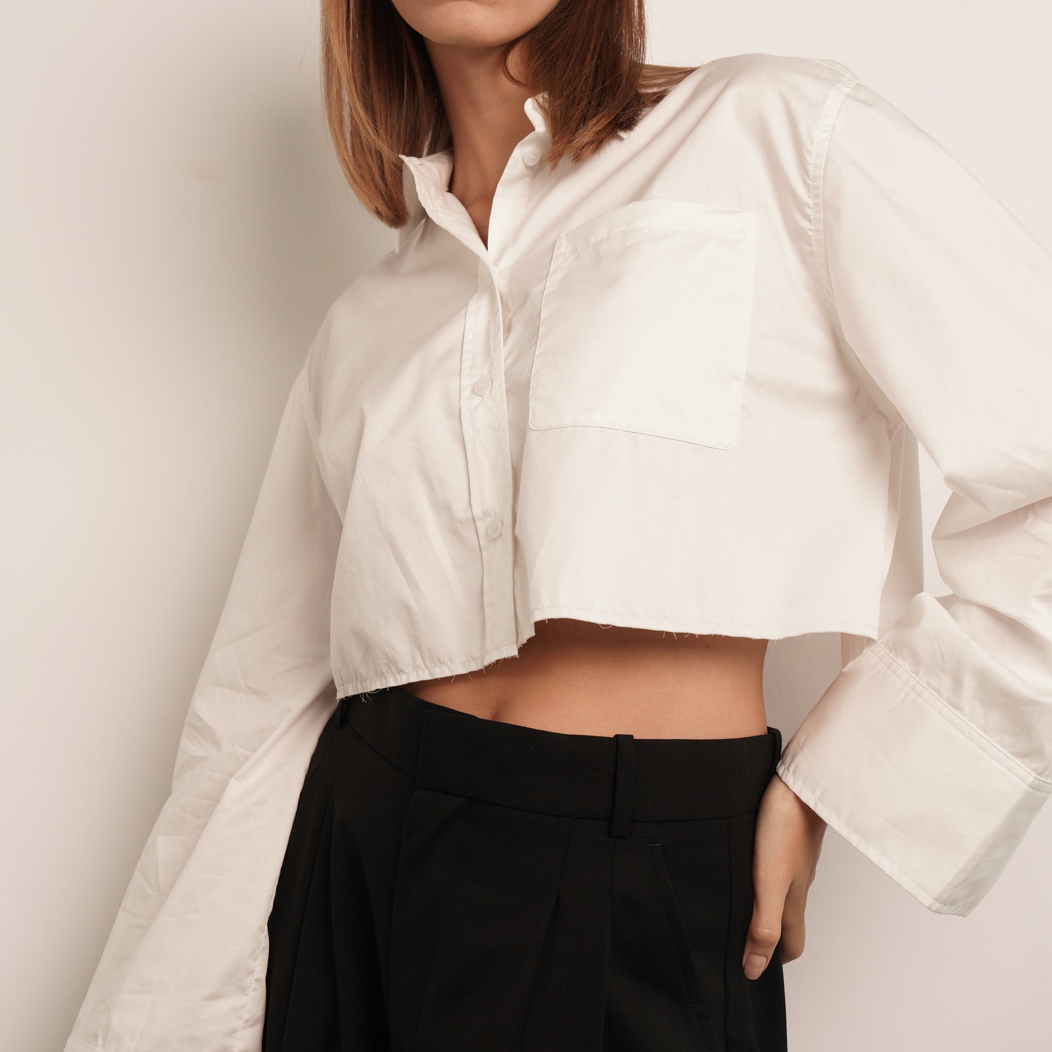 Nina Crop Shirt - White
