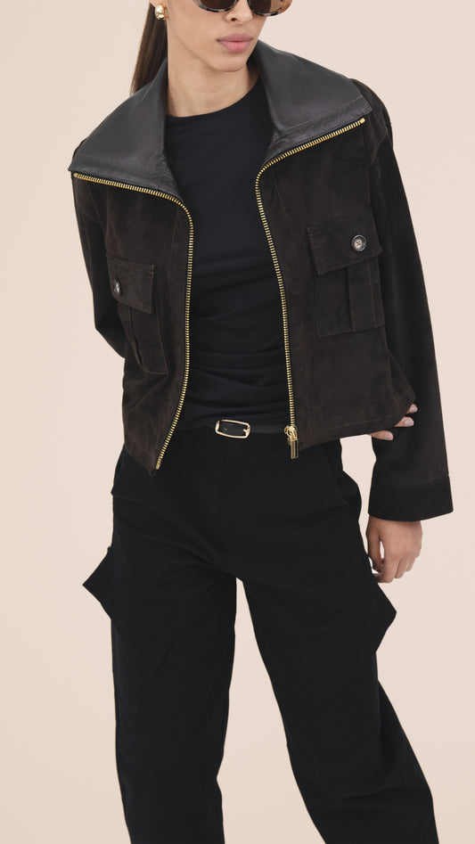 Suede Bomber Leather Jacket