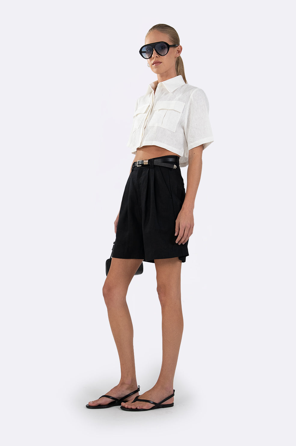 Valeria Cargo Crop - White Tops parentezi