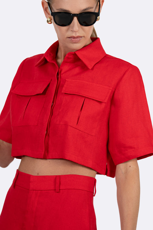 Valeria Cargo Crop - Red Tops parentezi
