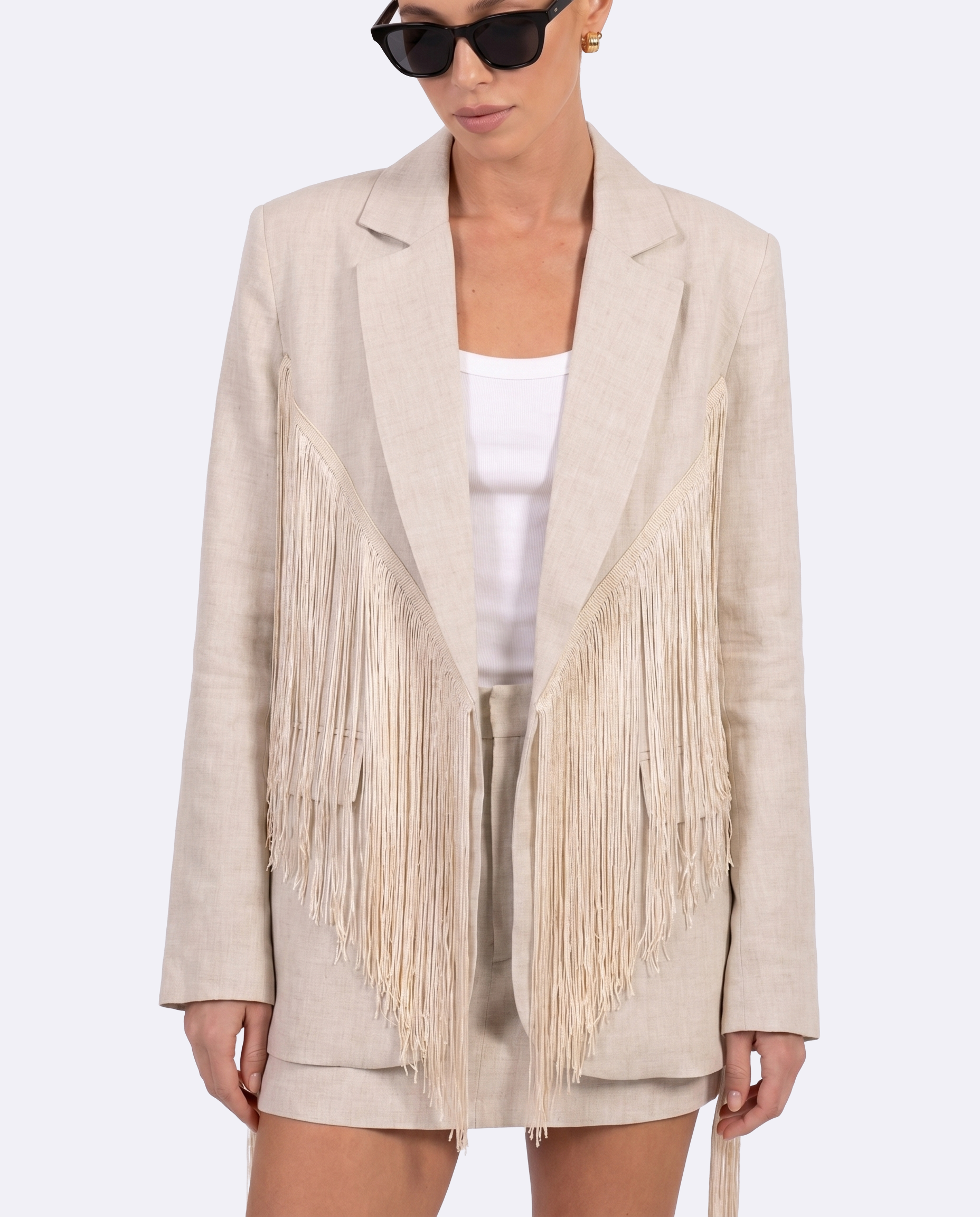 Vivienne Linen Fringe Blazer Blazer Parentezi