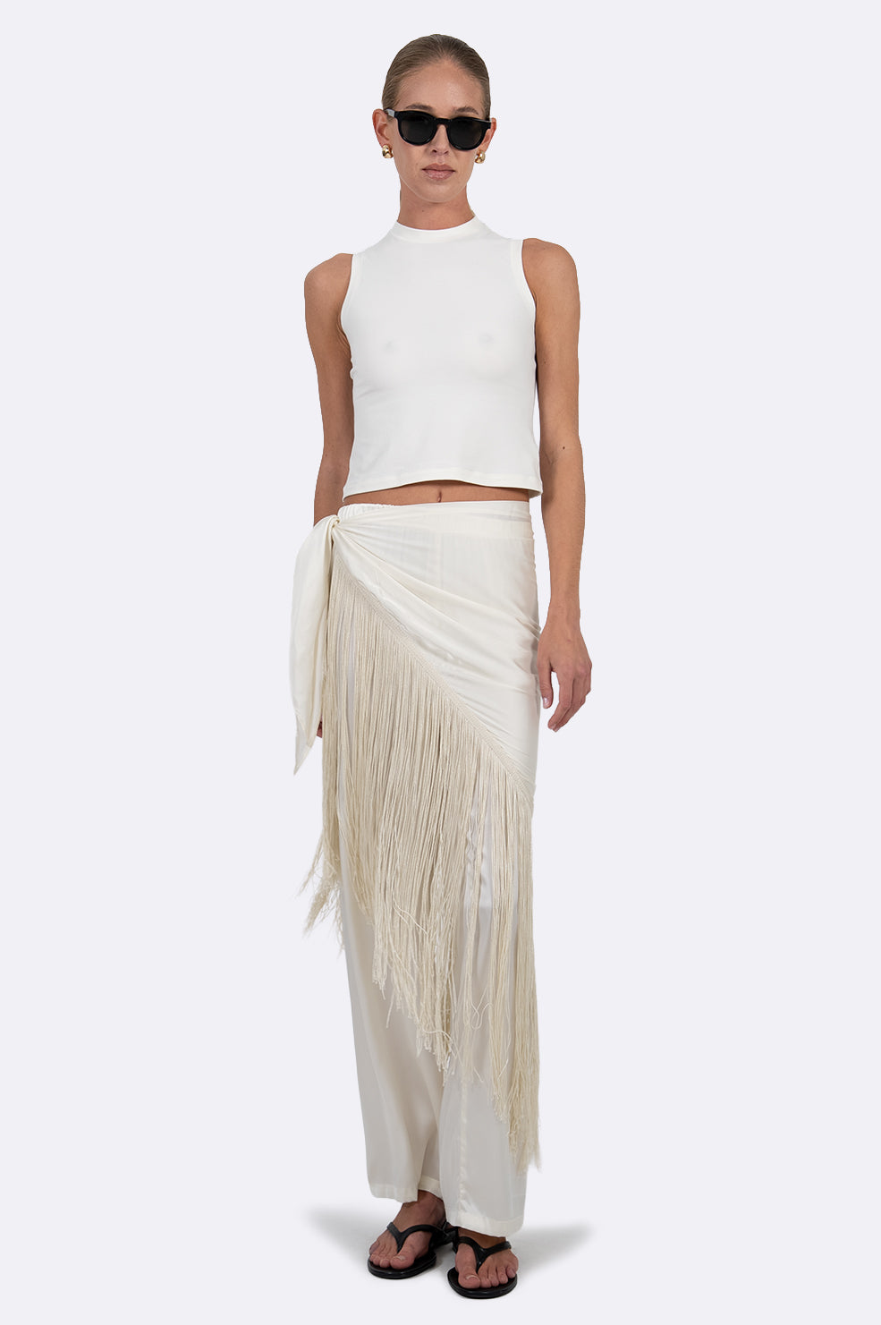 Cannes Fringe Pareo - Ivory Accessories Parentezi